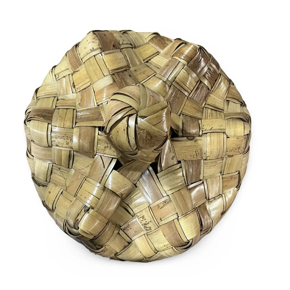 Large Vintage Handwoven Lidded Basket